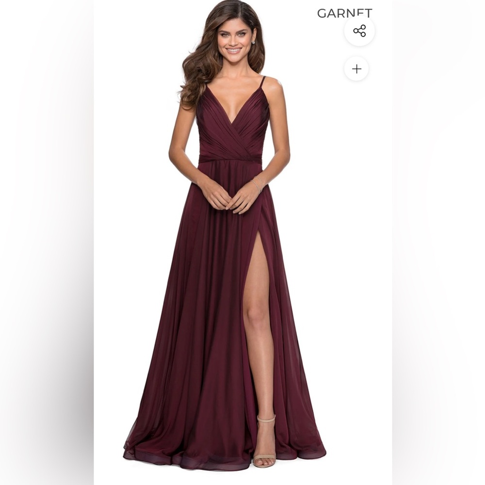 NEW La Femme Style 28611 Garnet Chiffon Dress, Size 8